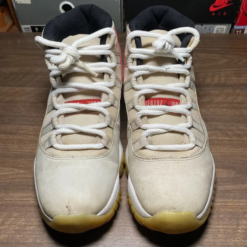Men's Nike Air Jordan 11 XI Retro Platinum Tint Red Shoes Size 10